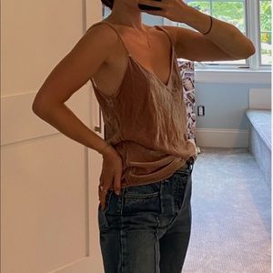Perfect Reformation Pink Velvet Cami Top